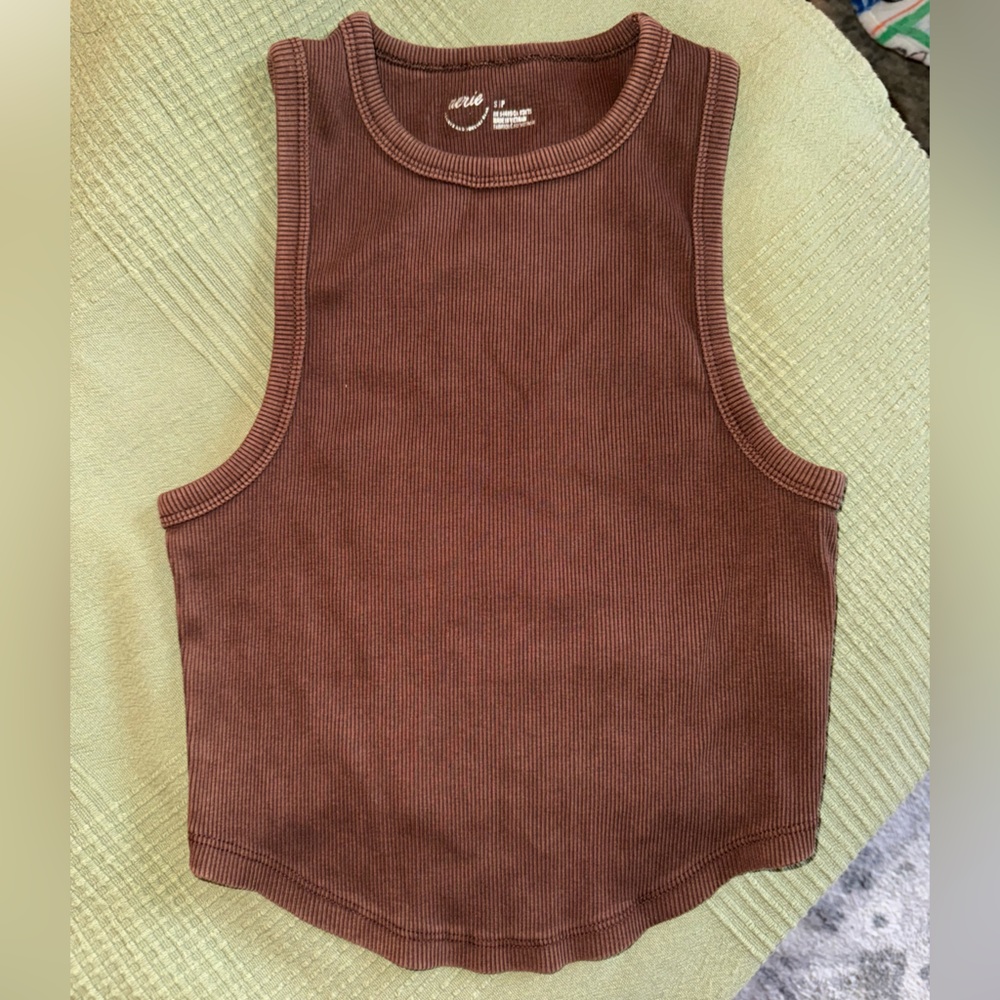 Aerie Brown Ribbed Tank Top